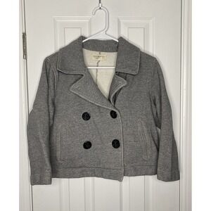 Denim & Supply Ralph Lauren Womens Crop 3/4 Sleeve‎ Jacket Coat Grey Nautical L